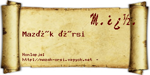 Mazák Örsi névjegykártya